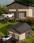 Innovative Living Design DIY Prefab Double Car Garage - 24x24x12 ft, (x2) Door 9x7ft