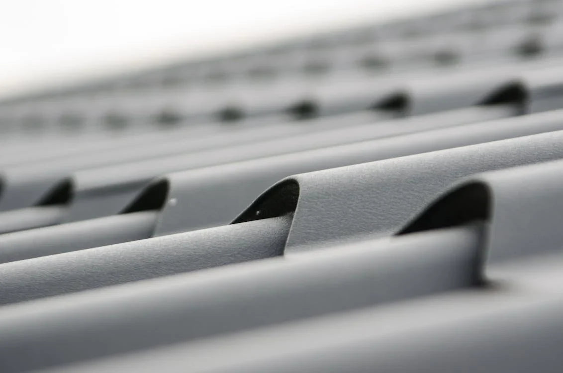 up-close view of corrugated metal roofing