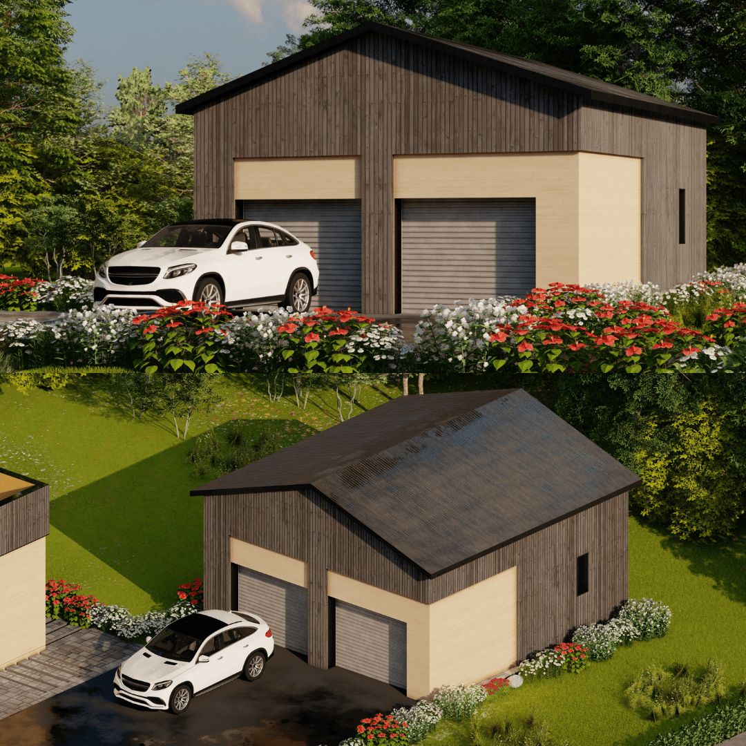 Double R Garage Prefab Double Car Garage: 24x24x12 ft | Light Gauge Galvanized Steel ...