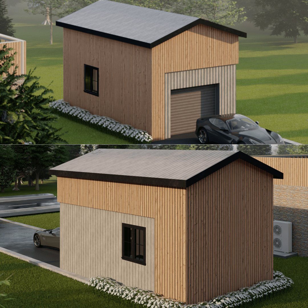 Innovative Living Design DIY Prefab Single Car Garage - 12x24x12 ft, (x1) Door 9x7ft and (x2) Windows 4x4ft each
