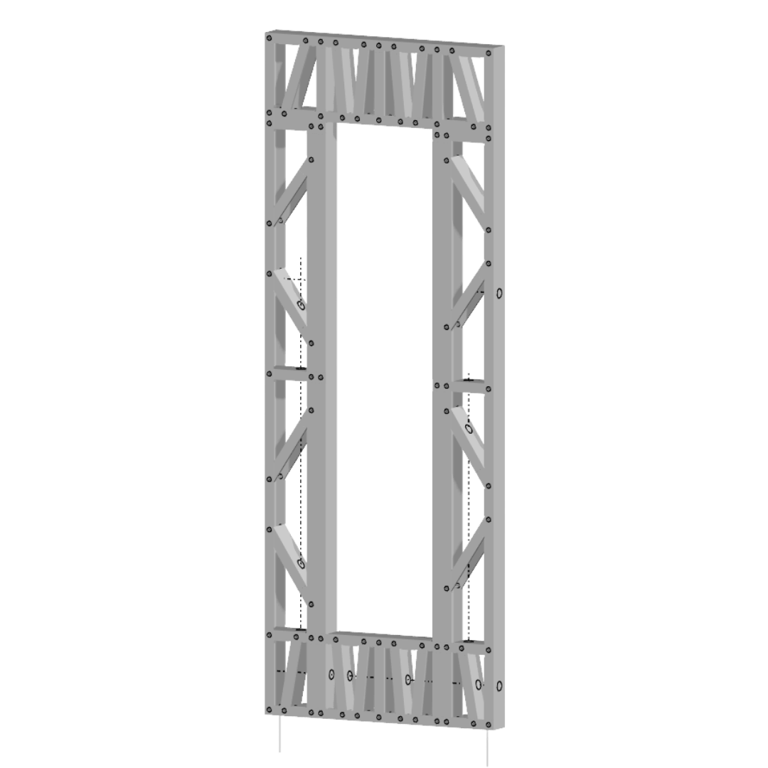 Innovative Living Design Modular Wall - 3x8ft with 1.4x6ft Window - 16" simple studs spacing - Ga. 20, Grade 50 Galvanized Steel