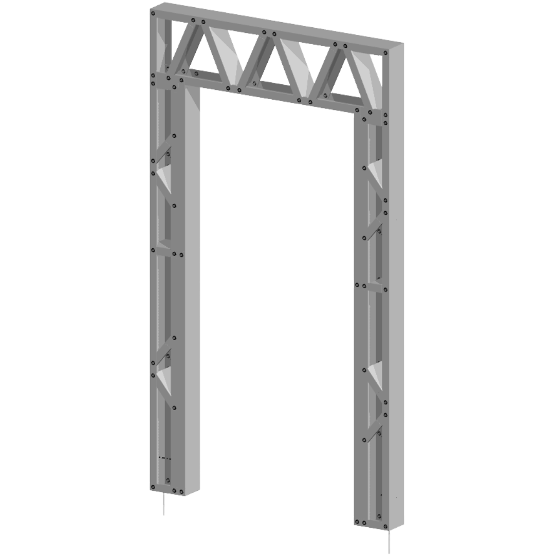 Innovative Living Design Modular Wall - 4.5x8ft with 2.6x6.8 ft centered Door - 16" simple studs spacing - Ga. 20, Grade 50 Galvanized Steel