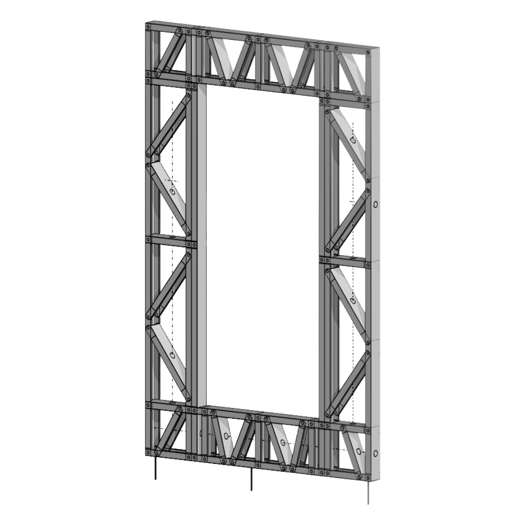 Innovative Living Design Modular Wall - 5x8ft with 2.7x6ft Window - 16" simple studs spacing - Ga. 20, Grade 50 Galvanized Steel