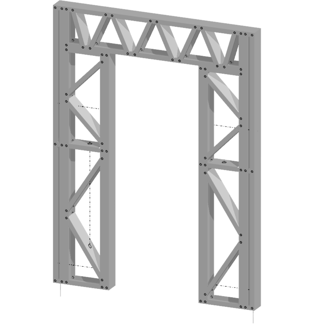 Innovative Living Design Modular Wall - 6x8ft with 3.1x6.8 ft centered Door - 16" simple studs spacing - Ga. 20, Grade 50 Galvanized Steel