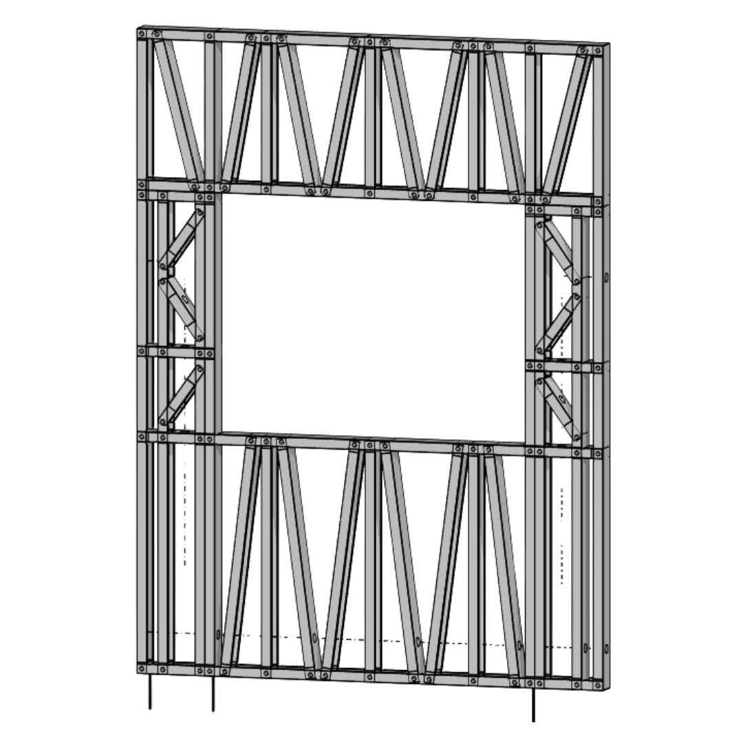 Innovative Living Design Modular Wall - 6x8ft with 4x3ft Window - 16" simple studs spacing - Ga. 20, Grade 50 Galvanized Steel