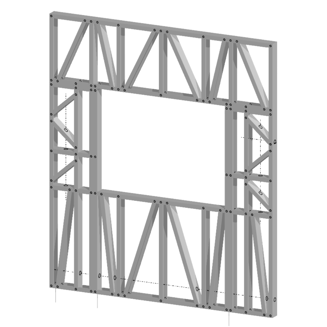 Innovative Living Design Modular Wall - 7x8ft with 4x3ft Window - 16" simple studs spacing - Ga. 20, Grade 50 Galvanized Steel