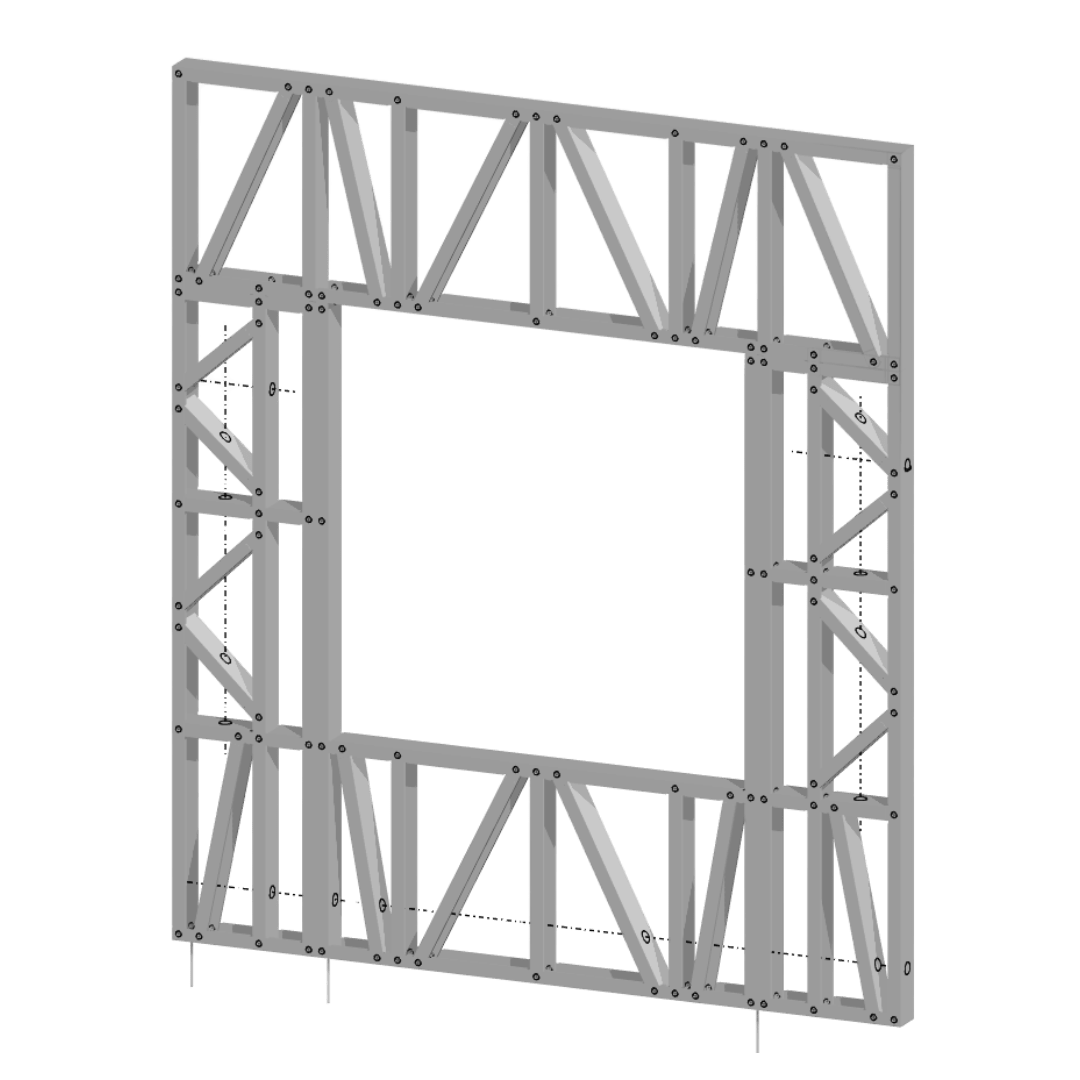 Innovative Living Design Modular Wall - 7x8ft with 4x4ft Window - 16" simple studs spacing - Ga. 20, Grade 50 Galvanized Steel