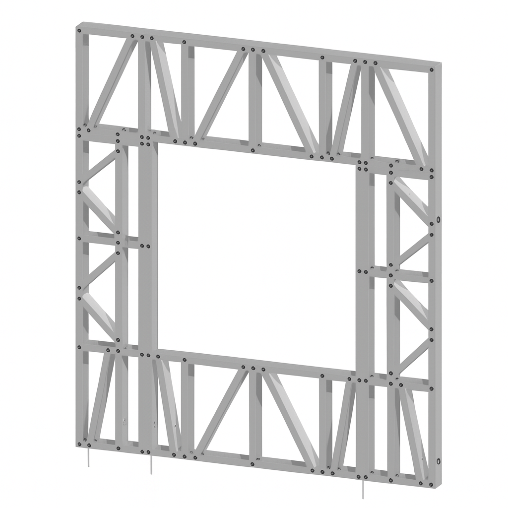 Innovative Living Design Modular Wall - 7x8ft with 4x4ft Window - 16" simple studs spacing - Ga. 20, Grade 50 Galvanized Steel