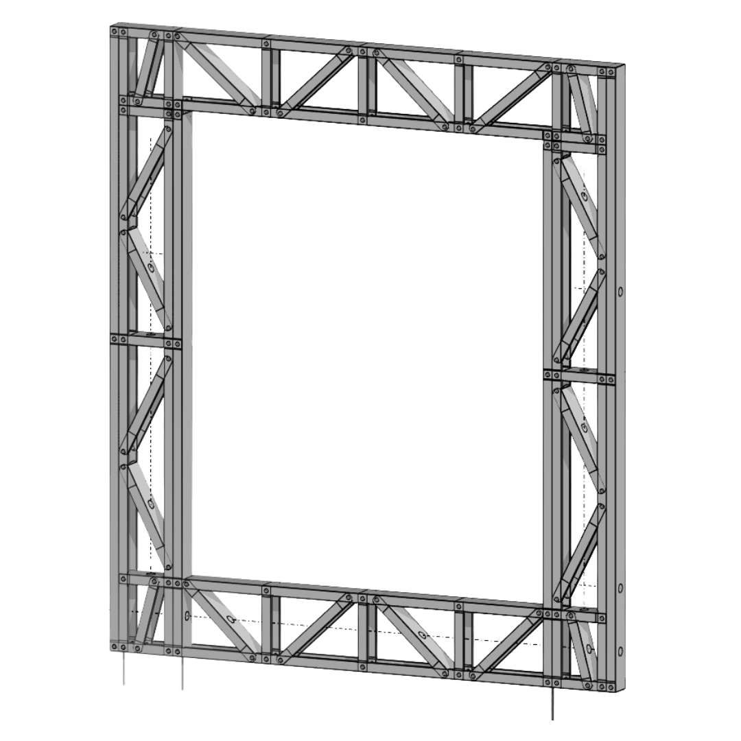 Innovative Living Design Modular Wall - 7x8ft with 5x6ft Window - 16" simple studs spacing - Ga. 20, Grade 50 Galvanized Steel