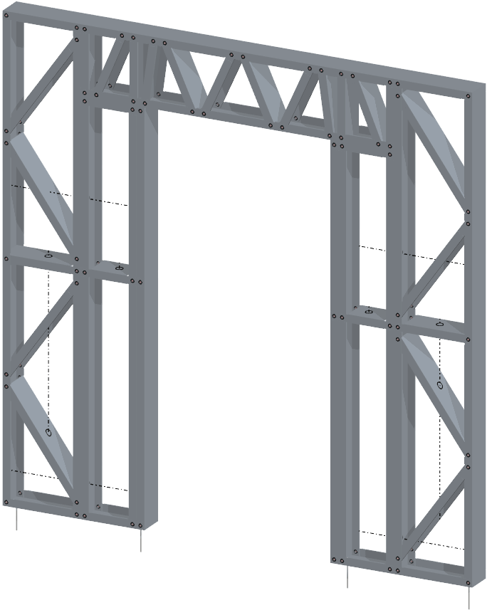 Innovative Living Design Modular Wall - 8x8ft with 2.6x6.8 ft centered Door - 16" simple studs spacing - Ga. 20, Grade 50 Galvanized Steel