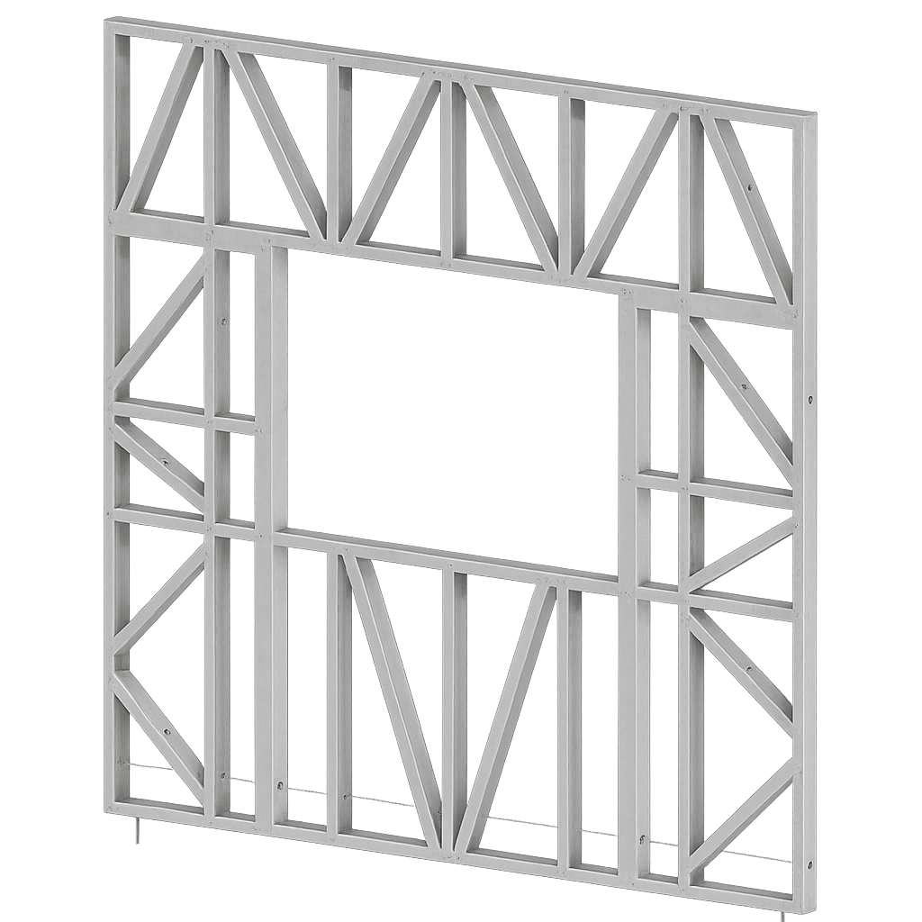 Innovative Living Design Modular Wall - 8x8ft with 4x3ft Window - 16" simple studs spacing - Ga. 20, Grade 50 Galvanized Steel