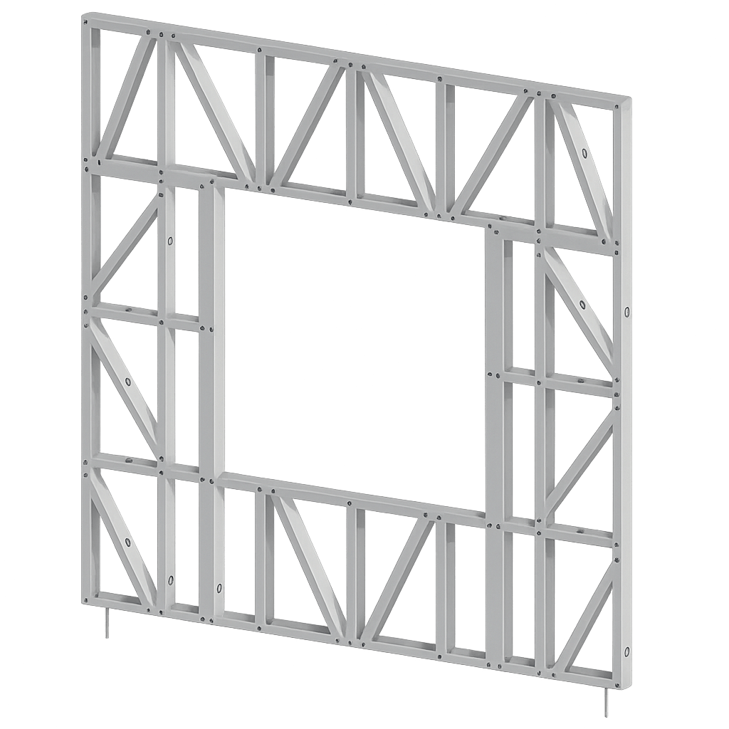 Innovative Living Design Modular Wall - 8x8ft with 4x4ft Window - 16" simple studs spacing - Ga. 20, Grade 50 Galvanized Steel