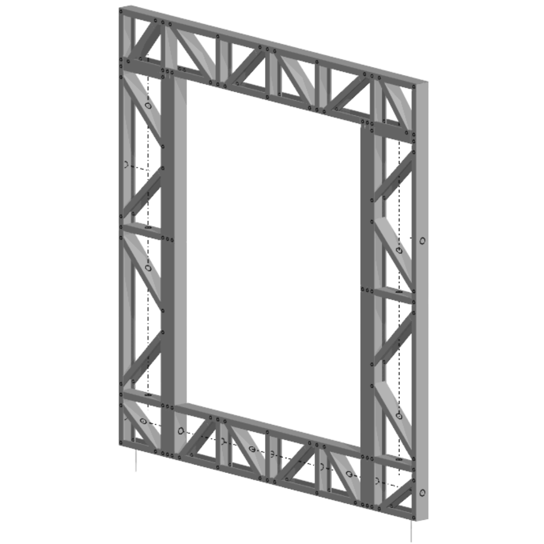 Innovative Living Design Modular Wall - 8x8ft with 5x6ft Window - 16" simple studs spacing - Ga. 20, Grade 50 Galvanized Steel