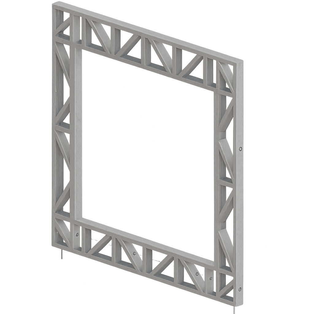 Innovative Living Design Modular Wall - 8x8ft with 6x6ft Window - 16" simple studs spacing - Ga. 20, Grade 50 Galvanized Steel