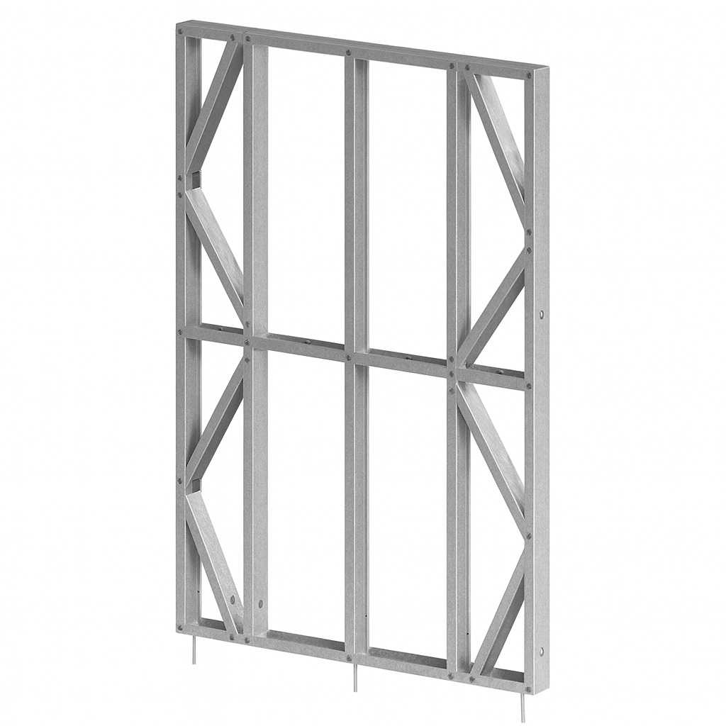 Innovative Living Design Modular Wall Panel - 4.5x8ft - 16" simple studs spacing - Ga. 20, Grade 50 Galvanized Steel