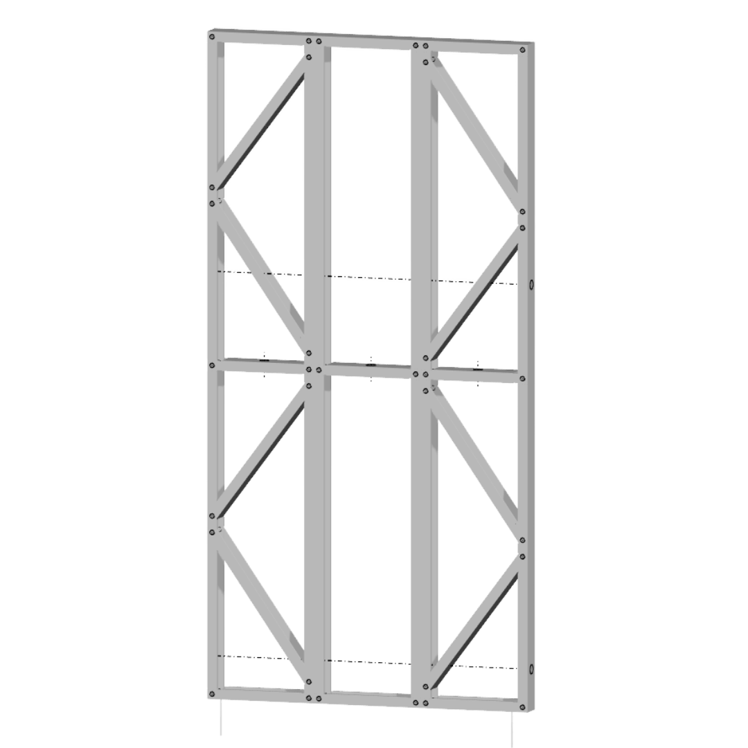 Innovative Living Design Modular Wall Panel - 4x8ft - 16" double studs spacing - Ga. 20, Grade 50 Galvanized Steel