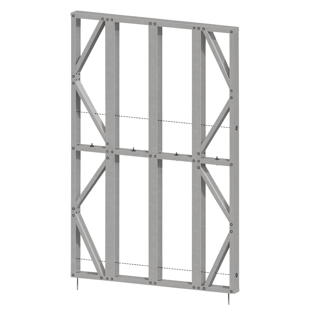 Innovative Living Design Modular Wall Panel - 5x8ft - 16" double studs spacing - Ga. 20, Grade 50 Galvanized Steel