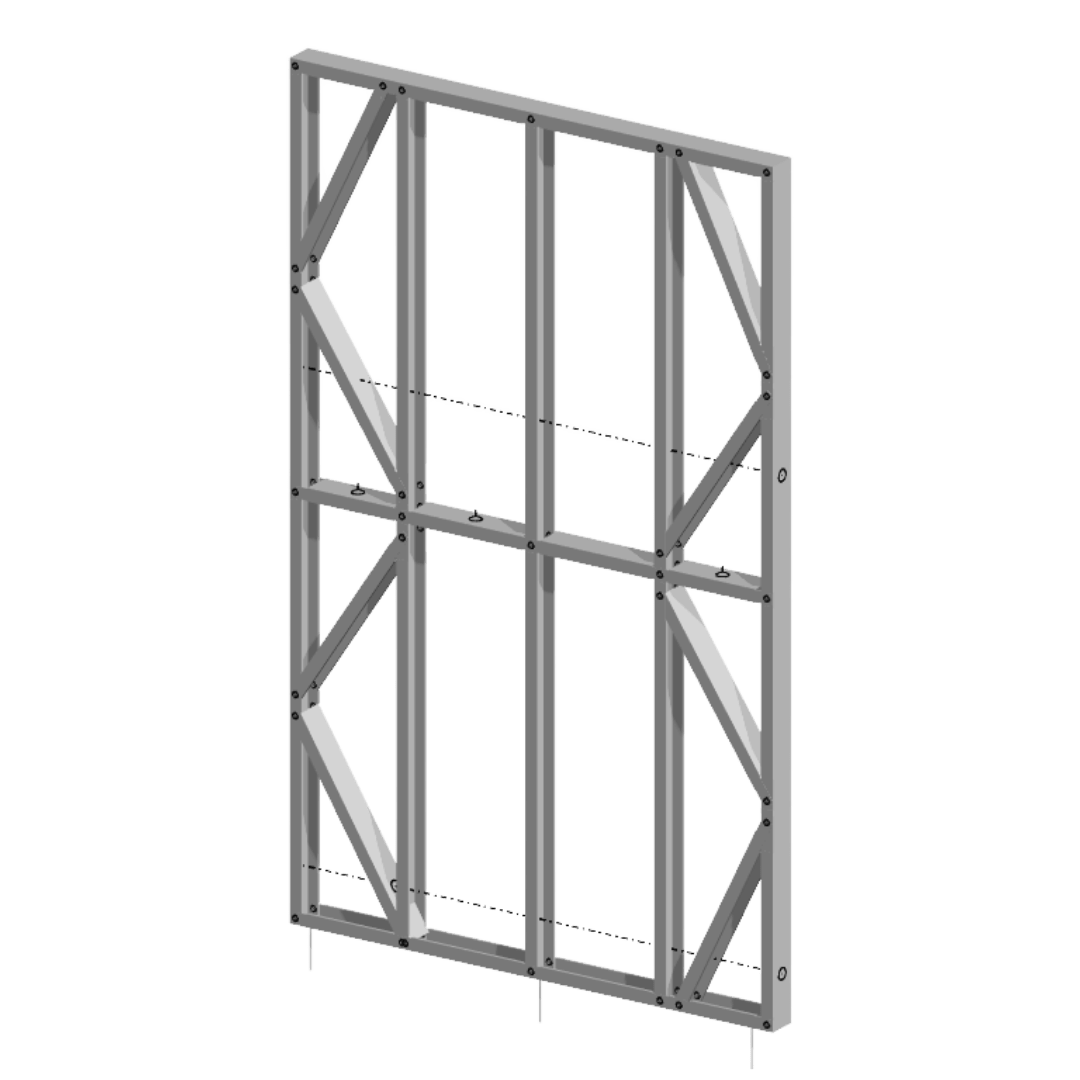Innovative Living Design Modular Wall Panel - 5x8ft - 16" simple studs spacing - Ga. 20, Grade 50 Galvanized Steel
