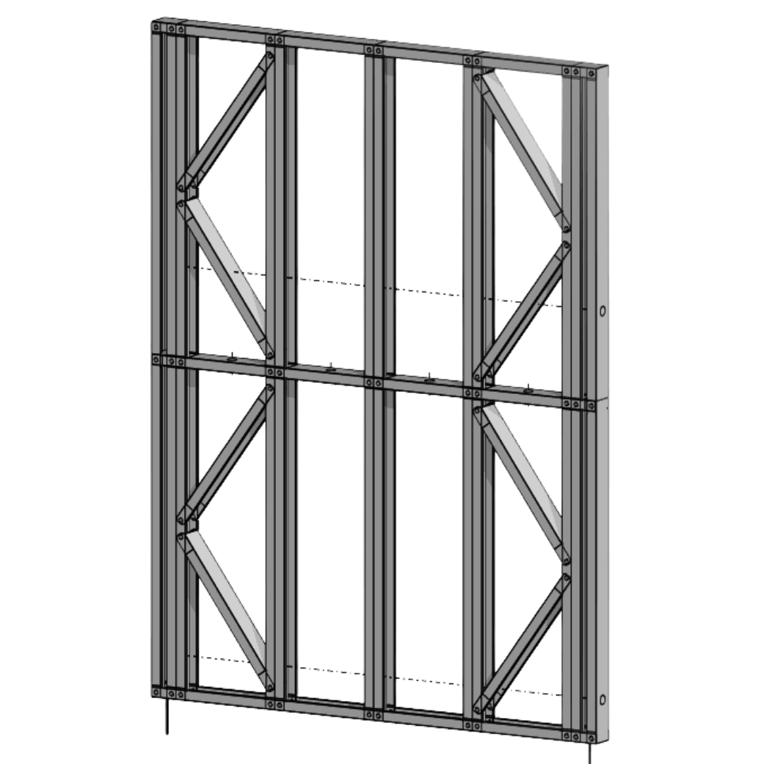 Innovative Living Design Modular Wall Panel - 6x8ft - 16" double studs spacing - Ga. 20, Grade 50 Galvanized Steel