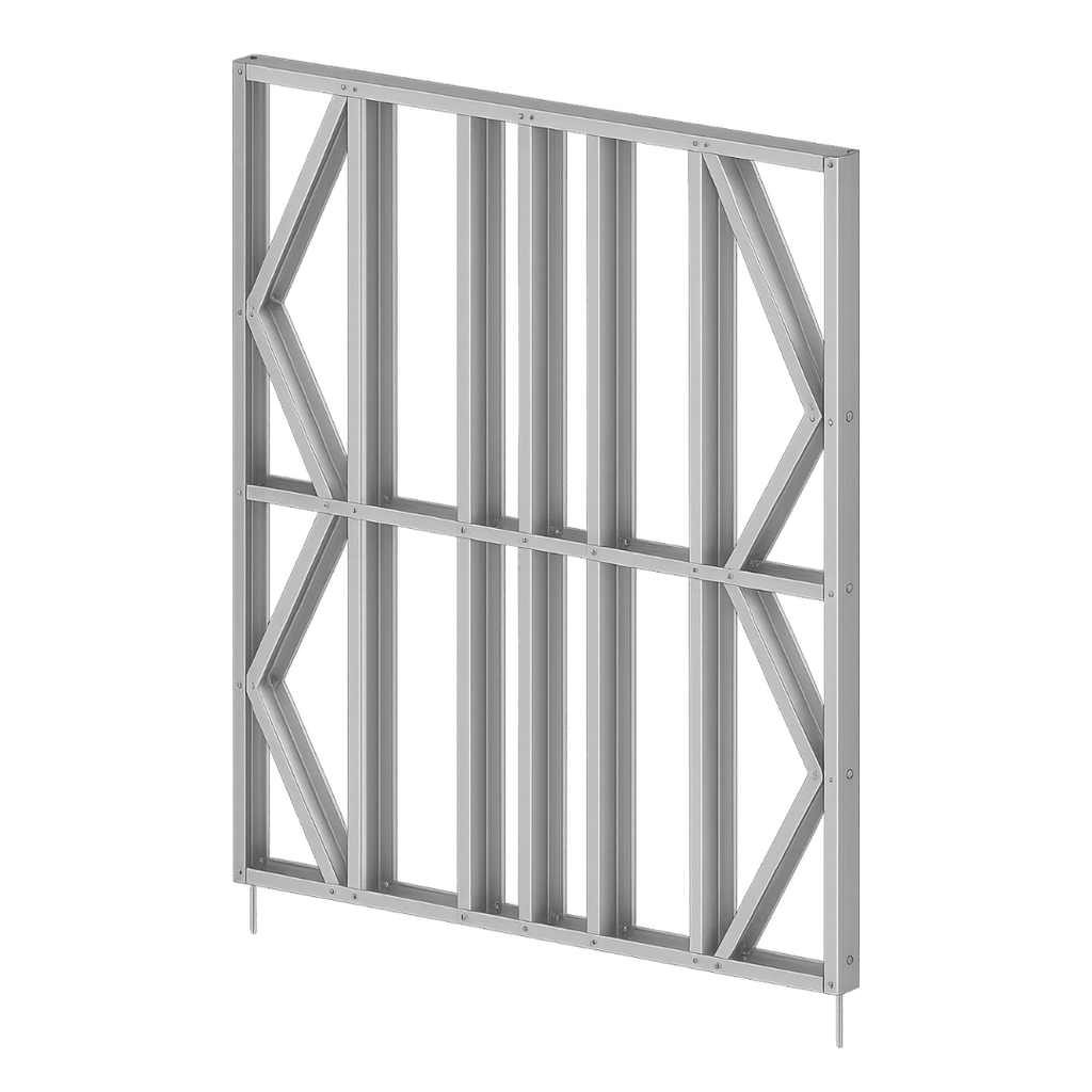 Modular Wall Panel-8x8ft-16" stud space - Ga 20, Grade 50 Galv. Steel ...