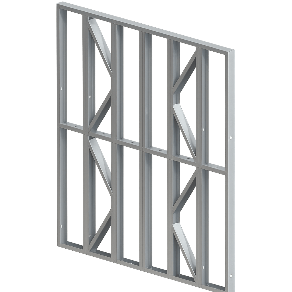 Innovative Living Design Modular Wall Panel - 8x8ft - 16" double studs spacing - Ga. 20, Grade 50 Galvanized Steel